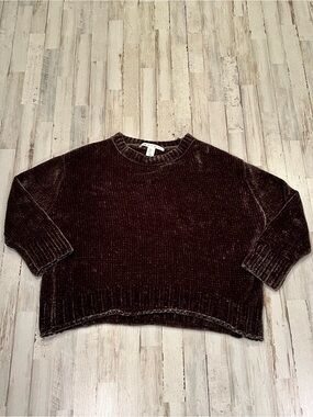 Max Studio Chocolate Brown Chenille Crewneck Sweater